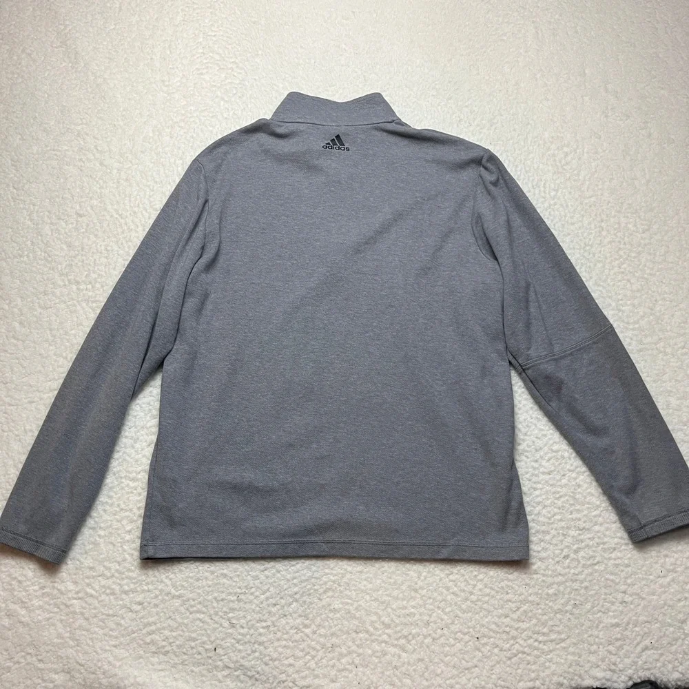 Adidas Pullover Mens Medium Gray Primegreen Quarter‎ Zip 3-Stripes Performance